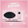 imageNostalgia Retro Compact Countertop Microwave Oven  07 Cu Ft  700Watts with LED Digital Display  Child Lock  Easy Clean Interior  OrangePink