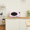 imageNostalgia Retro Compact Countertop Microwave Oven  07 Cu Ft  700Watts with LED Digital Display  Child Lock  Easy Clean Interior  OrangePink