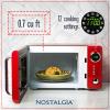 imageNostalgia Retro Compact Countertop Microwave Oven  07 Cu Ft  700Watts with LED Digital Display  Child Lock  Easy Clean Interior  OrangeRed