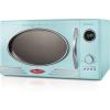 imageNostalgia Retro Compact Countertop Microwave Oven  07 Cu Ft  700Watts with LED Digital Display  Child Lock  Easy Clean Interior  OrangeTeal