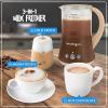 imageNostalgia Retro Frother and Hot Chocolate Maker and Dispenser 32 Oz for Coffees Lattes Cappuccinos RedBrown