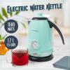 imageNostalgia Retro Stainless Steel Electric Tea And Water Kettle 17 Liters AutoShut Off ampamp BoilDry Protection Water Level Indicator Window AquaAqua