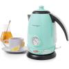 imageNostalgia Retro Stainless Steel Electric Tea And Water Kettle 17 Liters AutoShut Off ampamp BoilDry Protection Water Level Indicator Window AquaAqua Original