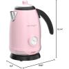 imageNostalgia Retro Stainless Steel Electric Tea And Water Kettle 17 Liters AutoShut Off ampamp BoilDry Protection Water Level Indicator Window AquaPink