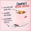 imageNostalgia Retro Wide 2Slice Toaster Vintage Design With Crumb Tray Cord Storage ampamp 5 Toasting Levels RedPink