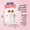 imageNostalgia Retro Wide 2Slice Toaster Vintage Design With Crumb Tray Cord Storage ampamp 5 Toasting Levels RedPink