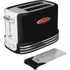 imageNostalgia Retro Wide 2Slice Toaster Vintage Design With Crumb Tray Cord Storage ampamp 5 Toasting Levels RedToaster Black