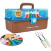 imageNostalgia JetPuffed Lighted Smores Supply Caddy Tabletop Kit for Camping Vacation and Backyard Bonfires Carry Handle Retractable Trays 2 Forks and 2 Plates IncludedJet Puffed Smores Caddy Set