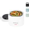 imageNostalgia Portable 20Ounce Electric Heated Lunch Box  Travel Size 25 Cup Capacity for Soup Chili and Leftovers  Leak Proof Silicone Sealed Lid Foldable Carry Handle Detachable Cord  BlackWhite