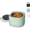 imageNostalgia Portable 20Ounce Electric Heated Lunch Box  Travel Size 25 Cup Capacity for Soup Chili and Leftovers  Leak Proof Silicone Sealed Lid Foldable Carry Handle Detachable Cord  BlackSage