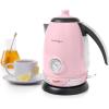 imageNostalgia Retro Stainless Steel Electric Tea And Water Kettle 17 Liters AutoShut Off ampamp BoilDry Protection Water Level Indicator Window AquaPink