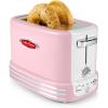 imageNostalgia Retro Wide 2Slice Toaster Vintage Design With Crumb Tray Cord Storage ampamp 5 Toasting Levels RedPink