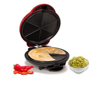 imageNostalgia 6Wedge Electric Quesadilla Maker with Extra Stuffing Latch 8inch RedRed