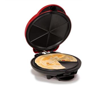 imageNostalgia 6Wedge Electric Quesadilla Maker with Extra Stuffing Latch 8inch RedRed Original
