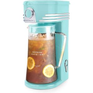imageNostalgia CLIT3PLSAQ Classic Retro 3Quart Iced Tea ampamp Coffee Brewing System With DoubleInsulated Pitcher Auto ShutOff Perfect For Cold Lattes Lemonade Flavored WaterIncludes Reusable FilterAquaBlue