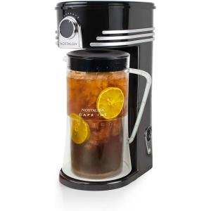 imageNostalgia CLIT3PLSAQ Classic Retro 3Quart Iced Tea ampamp Coffee Brewing System With DoubleInsulated Pitcher Auto ShutOff Perfect For Cold Lattes Lemonade Flavored WaterIncludes Reusable FilterAquaBlack