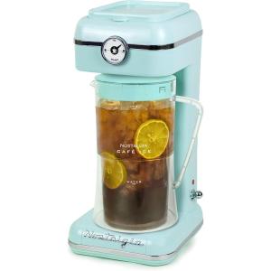 imageNostalgia CLIT3PLSAQ Classic Retro 3Quart Iced Tea ampamp Coffee Brewing System With DoubleInsulated Pitcher Auto ShutOff Perfect For Cold Lattes Lemonade Flavored WaterIncludes Reusable FilterAquaClassic