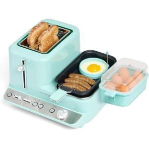 imageNostalgia Classic Retro 3in1 Breakfast Station  Includes Egg and Veggie Steamer NonStick Griddle and Wide 2Slot Toaster  Versatile Breakfast Maker Cooking Station with Toasting Control