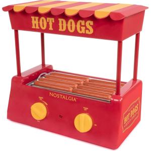 imageNostalgia Countertop Hot Dog Roller and Warmer 8 Regular Sized 4 Foot Long Hot Dogs and 6 Bun Capacity Stainless Steel Perfect For Breakfast Sausages Brats Taquitos Egg RollsHot Dog Roller