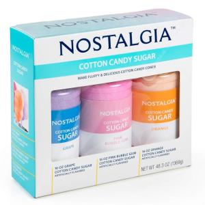 imageNostalgia FSCC8 Cotton Candy Kit Pink Vanilla Blue Raspberry Strawberry Flossing Sugars Includes 10 Reusable Cones and Twist TiesPerfect for Birthdays Holidays and Parties 7 oz each MultiGrape  Pink Bubble Gum  Orange