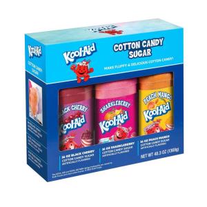 imageNostalgia FSCC8 Cotton Candy Kit Pink Vanilla Blue Raspberry Strawberry Flossing Sugars Includes 10 Reusable Cones and Twist TiesPerfect for Birthdays Holidays and Parties 7 oz each MultiBlack Cherry  Sharkleberry  Peach Mango