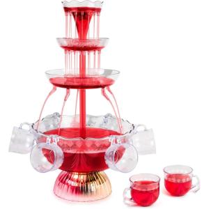 imageNostalgia LPF230 3Tier Lighted Party Fountain Holds 15 Gallons LED Lighted Base Includes 8 Reusable CupsDeluxe Party Fountain