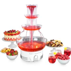 imageNostalgia LPF230 3Tier Lighted Party Fountain Holds 15 Gallons LED Lighted Base Includes 8 Reusable CupsLighted Party Fountain White