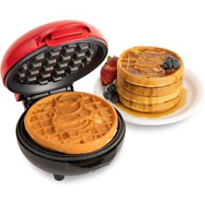 imageNostalgia MyMini Personal Electric Santa Waffle Maker Holiday Themed 5Inch Cooking Surface Hash browns French Toast Grilled Cheese Quesadilla Brownies Cookies Red