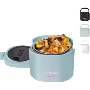imageNostalgia Portable 20Ounce Electric Heated Lunch Box  Travel Size 25 Cup Capacity for Soup Chili and Leftovers  Leak Proof Silicone Sealed Lid Foldable Carry Handle Detachable Cord  BlackChambray