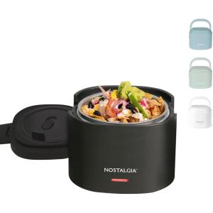 imageNostalgia Portable 20Ounce Electric Heated Lunch Box  Travel Size 25 Cup Capacity for Soup Chili and Leftovers  Leak Proof Silicone Sealed Lid Foldable Carry Handle Detachable Cord  BlackBlack