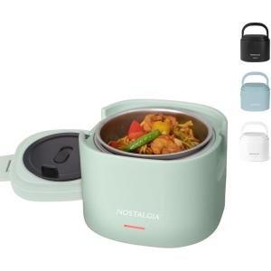 imageNostalgia Portable 20Ounce Electric Heated Lunch Box  Travel Size 25 Cup Capacity for Soup Chili and Leftovers  Leak Proof Silicone Sealed Lid Foldable Carry Handle Detachable Cord  BlackSage