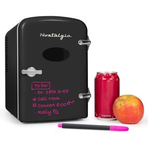 imageNostalgia RF6RRAQ Retro 6Can Personal Cooling and Heating Mini Refrigerator with Carry Handle for Home Office Car Boat or Dorm RoomIncludes ACDC Power Cords1 cubic feet AquaBlack Original