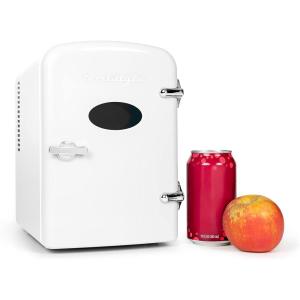 imageNostalgia RF6RRAQ Retro 6Can Personal Cooling and Heating Mini Refrigerator with Carry Handle for Home Office Car Boat or Dorm RoomIncludes ACDC Power Cords1 cubic feet AquaWhite