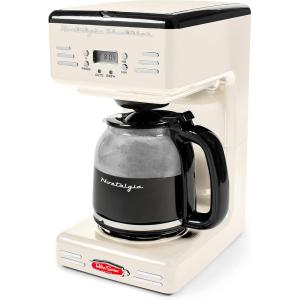 imageNostalgia Retro 12Cup Programmable Coffee Maker With LED Display Automatic ShutOff ampamp Keep Warm PauseAndServe Function PinkCoffee Maker Cream