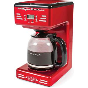 imageNostalgia Retro 12Cup Programmable Coffee Maker With LED Display Automatic ShutOff ampamp Keep Warm PauseAndServe Function PinkCoffee Maker Red