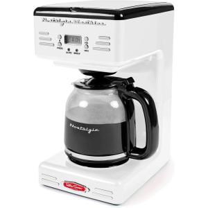 imageNostalgia Retro 12Cup Programmable Coffee Maker With LED Display Automatic ShutOff ampamp Keep Warm PauseAndServe Function PinkCoffee Maker White