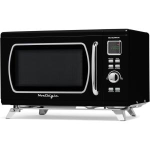 imageNostalgia Retro Compact Countertop Microwave Oven  07 Cu Ft  700Watts with LED Digital Display  Child Lock  Easy Clean Interior  OrangeBlack