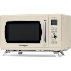 imageNostalgia Retro Compact Countertop Microwave Oven  07 Cu Ft  700Watts with LED Digital Display  Child Lock  Easy Clean Interior  OrangeCream
