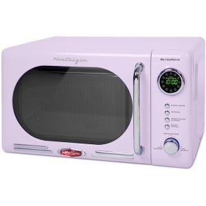 imageNostalgia Retro Compact Countertop Microwave Oven  07 Cu Ft  700Watts with LED Digital Display  Child Lock  Easy Clean Interior  OrangeLavender