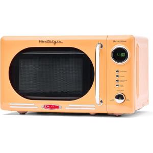 imageNostalgia Retro Compact Countertop Microwave Oven  07 Cu Ft  700Watts with LED Digital Display  Child Lock  Easy Clean Interior  OrangeOrange