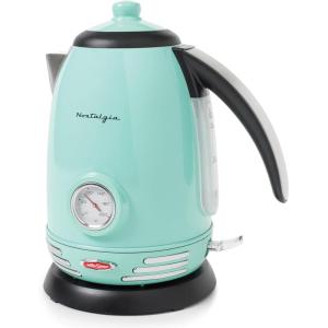 imageNostalgia Retro Stainless Steel Electric Tea And Water Kettle 17 Liters AutoShut Off ampamp BoilDry Protection Water Level Indicator Window AquaAqua Original