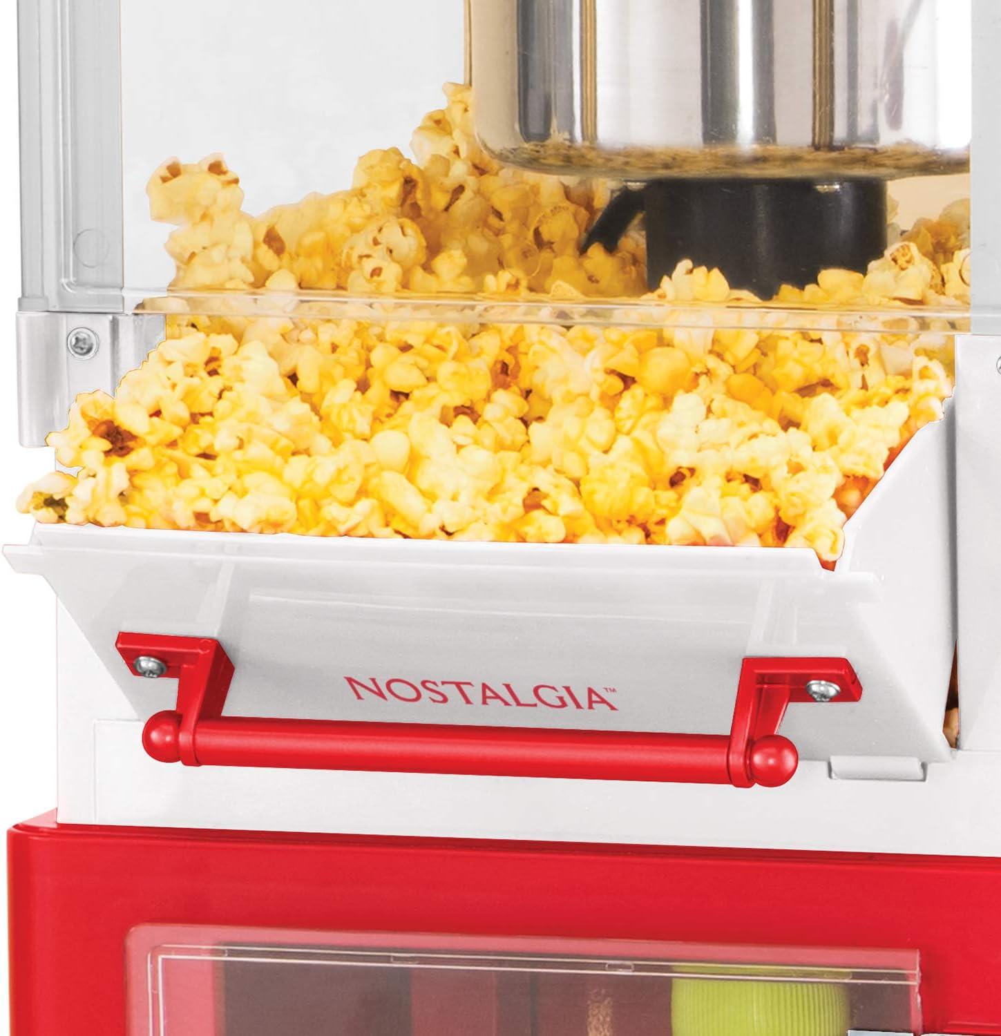 imageNostalgia Popcorn Maker Machine  Professional Cart With 25 Oz Kettle Makes Up to 10 Cups  Vintage Popcorn Machine Movie Theater Style  Retro RedRed  White