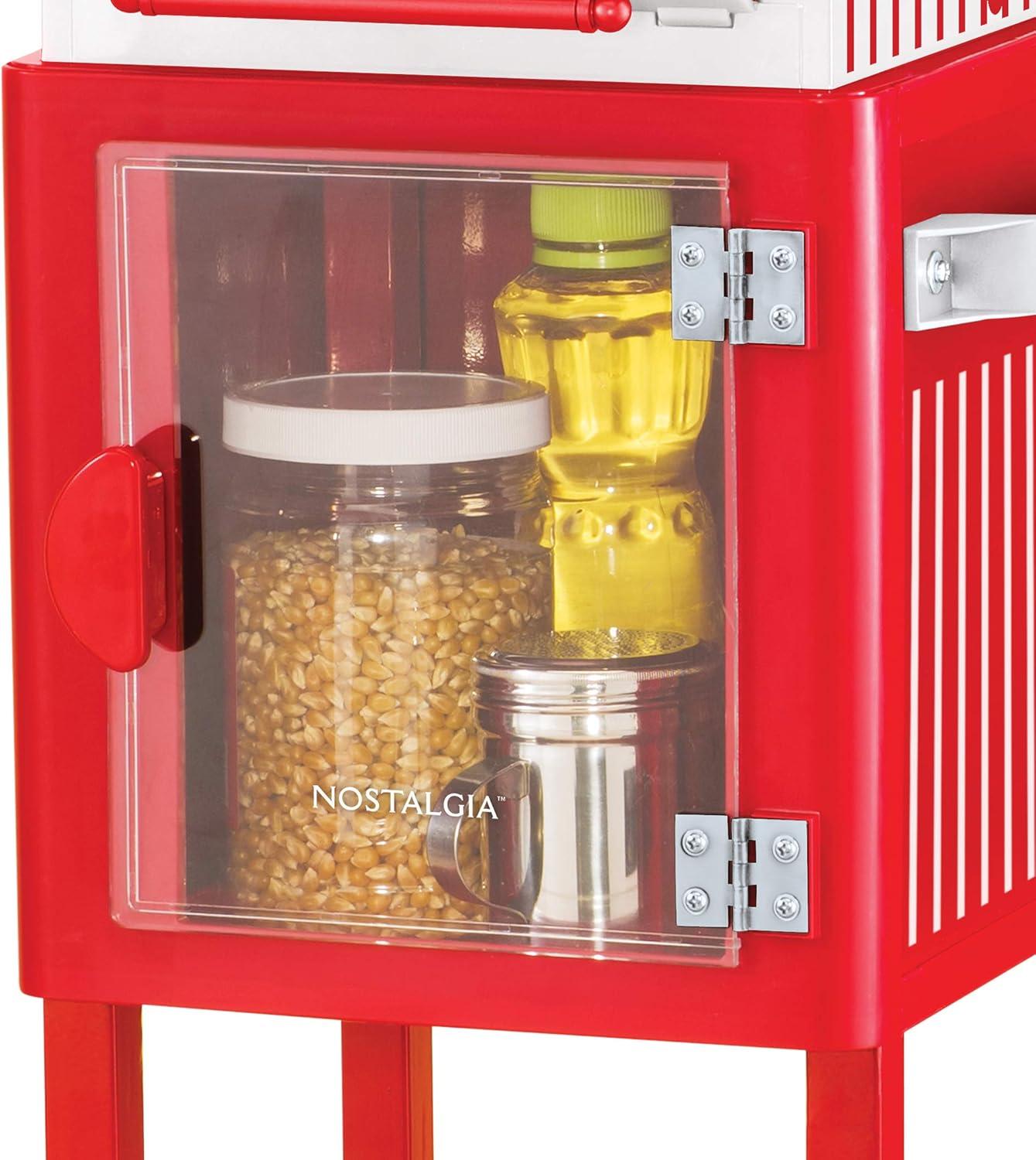 imageNostalgia Popcorn Maker Machine  Professional Cart With 25 Oz Kettle Makes Up to 10 Cups  Vintage Popcorn Machine Movie Theater Style  Retro RedRed  White