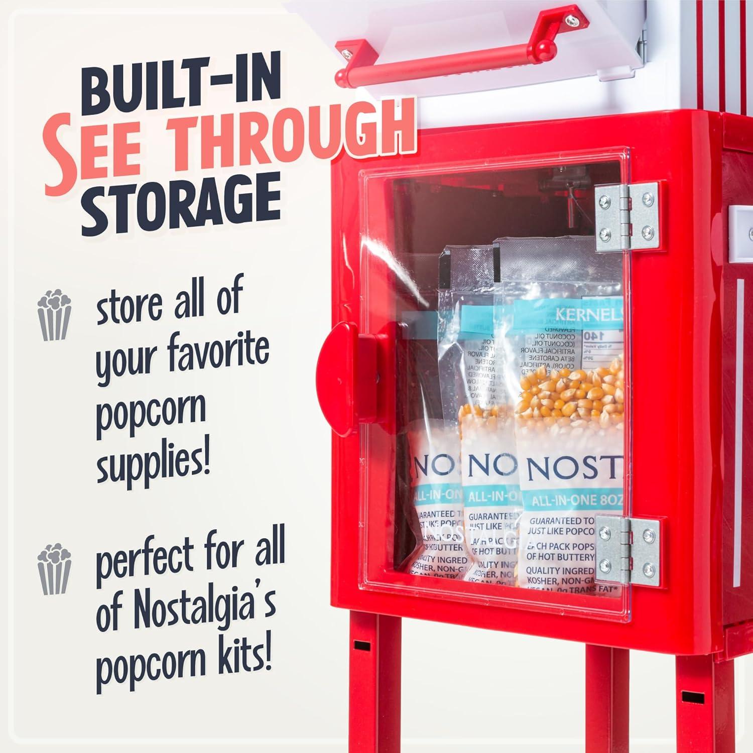 imageNostalgia Popcorn Maker Machine  Professional Cart With 25 Oz Kettle Makes Up to 10 Cups  Vintage Popcorn Machine Movie Theater Style  Retro RedRed  White