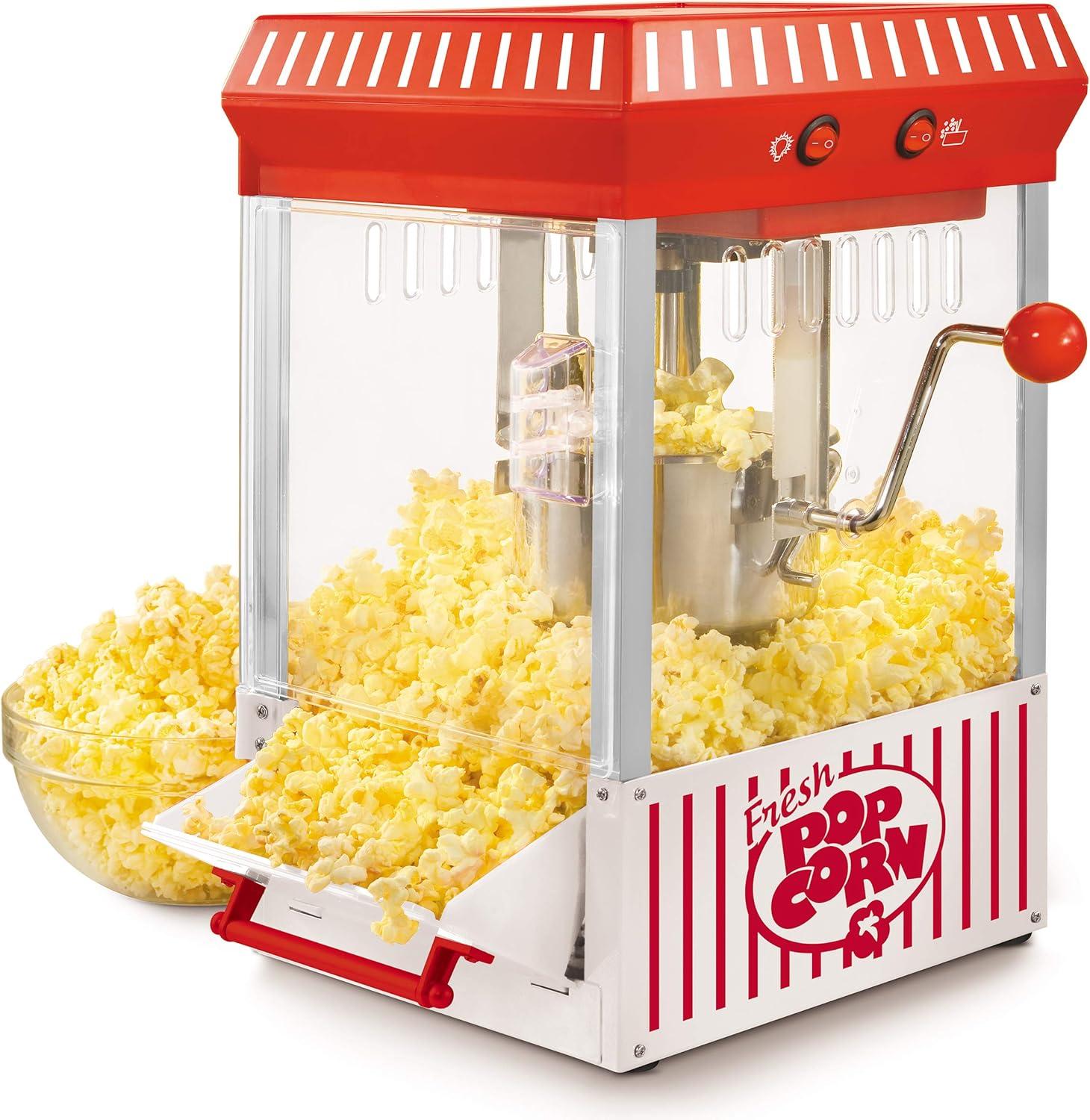 imageNostalgia Popcorn Maker Machine  Professional Cart With 25 Oz Kettle Makes Up to 10 Cups  Vintage Popcorn Machine Movie Theater Style  Retro RedRed  White