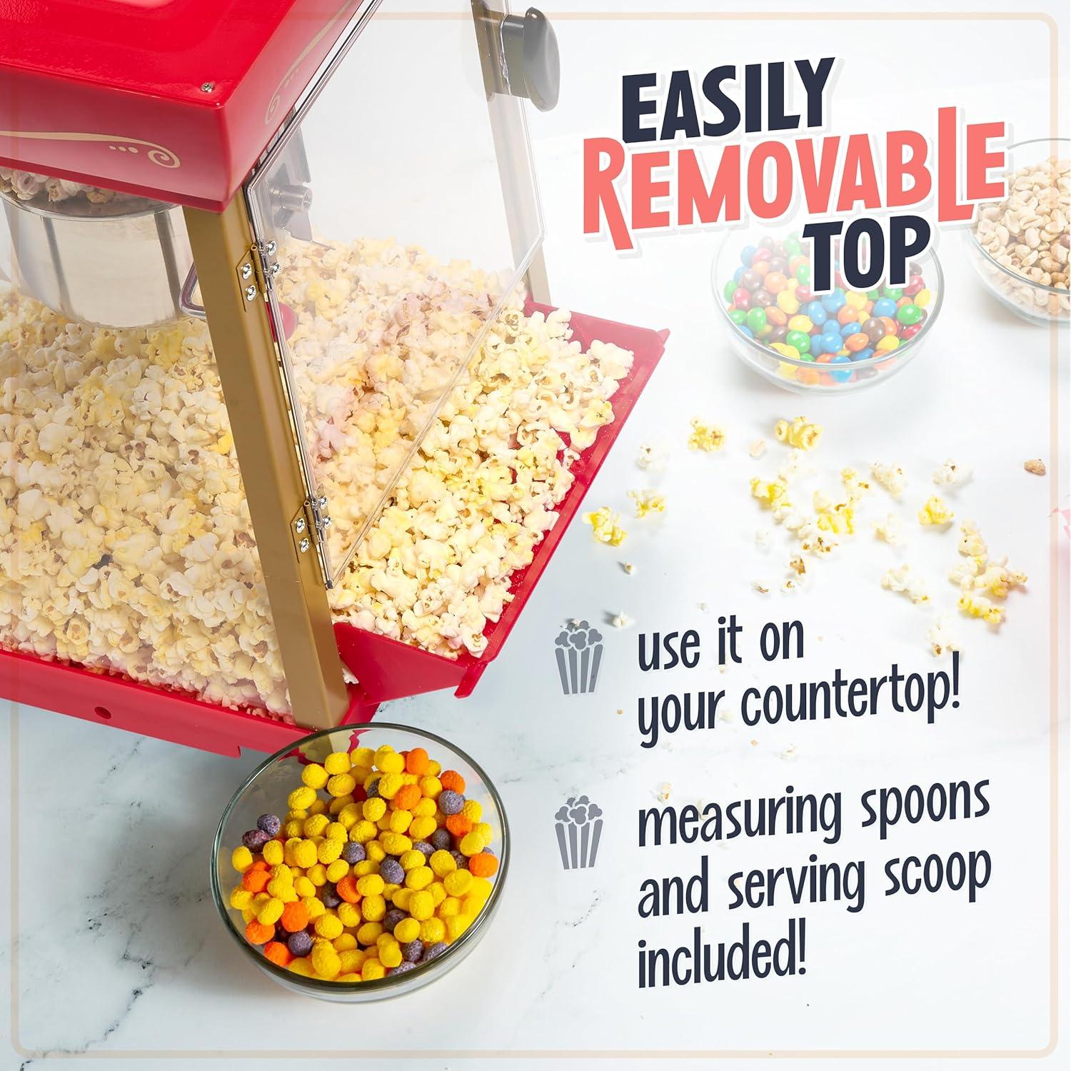 imageNostalgia Popcorn Maker Machine  Professional Cart With 25 Oz Kettle Makes Up to 10 Cups  Vintage Popcorn Machine Movie Theater Style  Retro RedRed