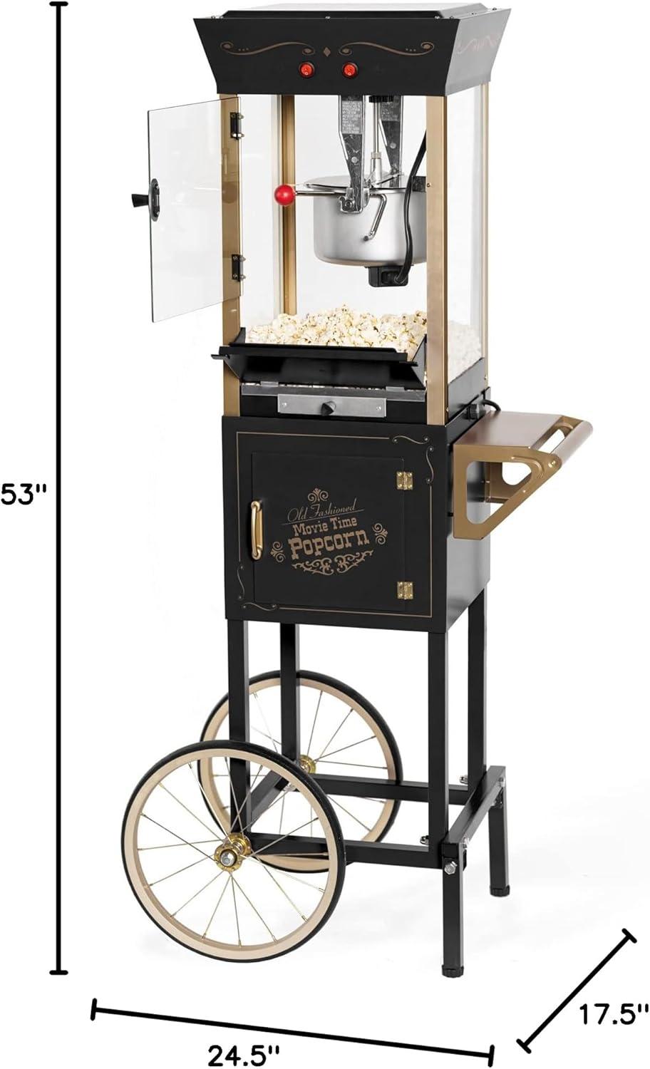 imageNostalgia Popcorn Maker Machine  Professional Cart With 8 Oz Kettle Makes Up to 32 Cups  Vintage Popcorn Machine Movie Theater Style  RedBlack
