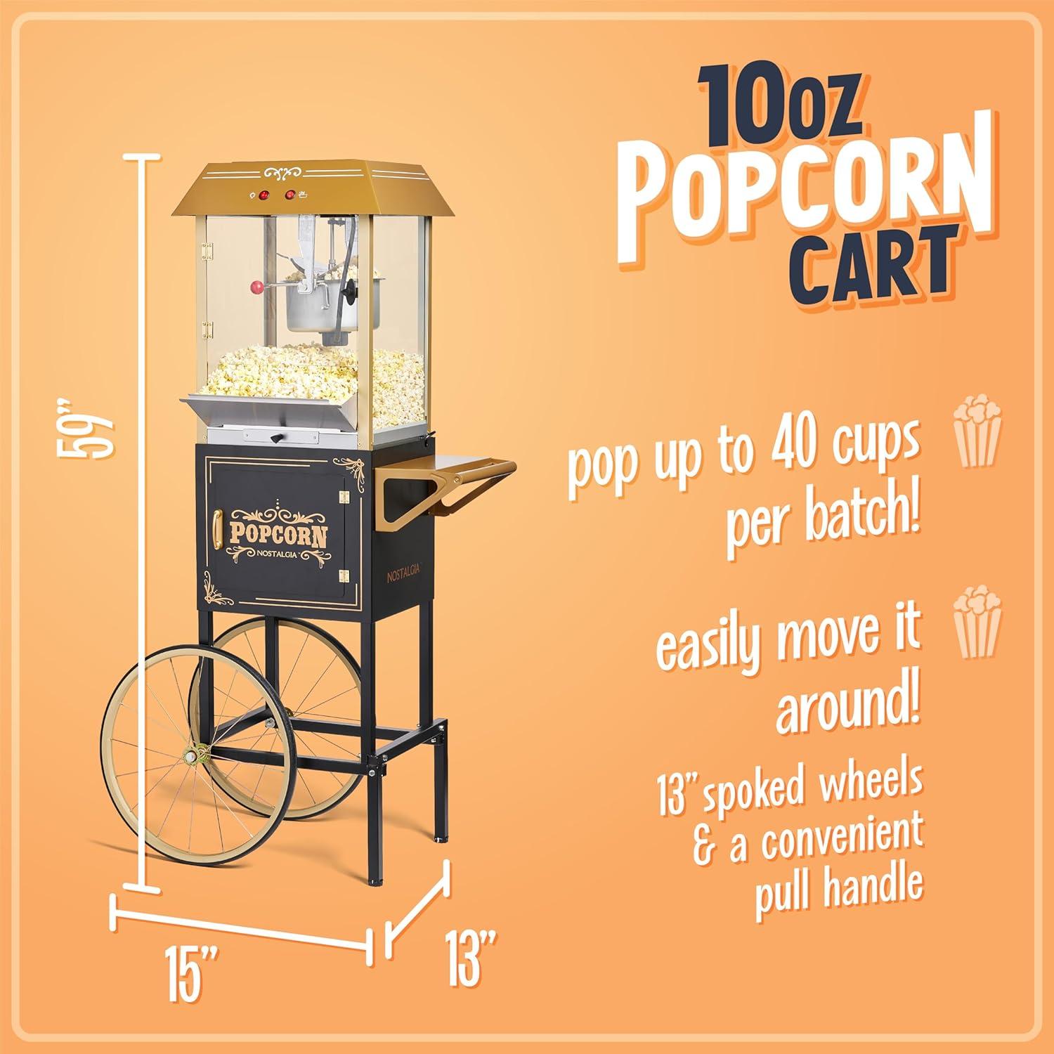imageNostalgia Popcorn Maker Machine  Professional Cart With 8 Oz Kettle Makes Up to 32 Cups  Vintage Popcorn Machine Movie Theater Style  RedBlack