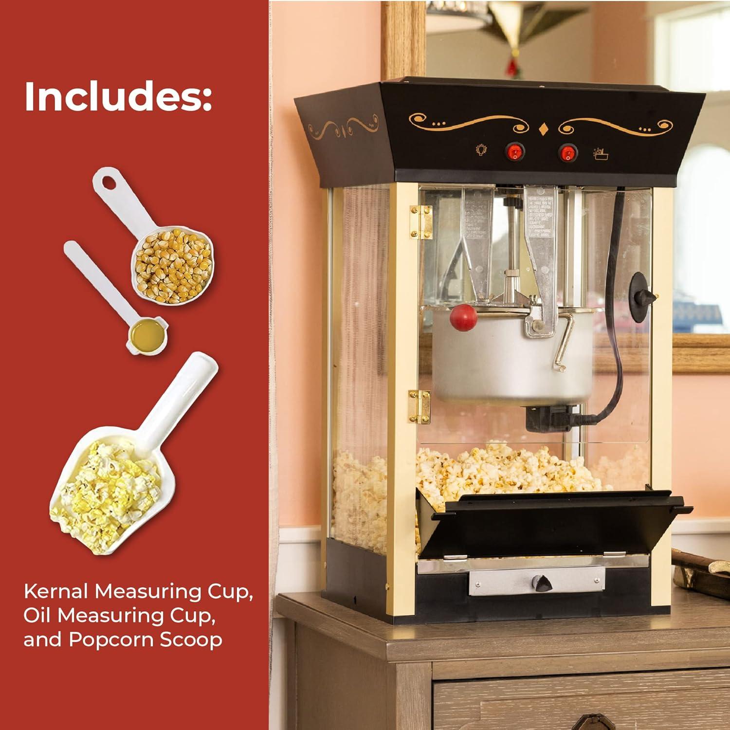 imageNostalgia Popcorn Maker Machine  Professional Cart With 8 Oz Kettle Makes Up to 32 Cups  Vintage Popcorn Machine Movie Theater Style  RedBlack