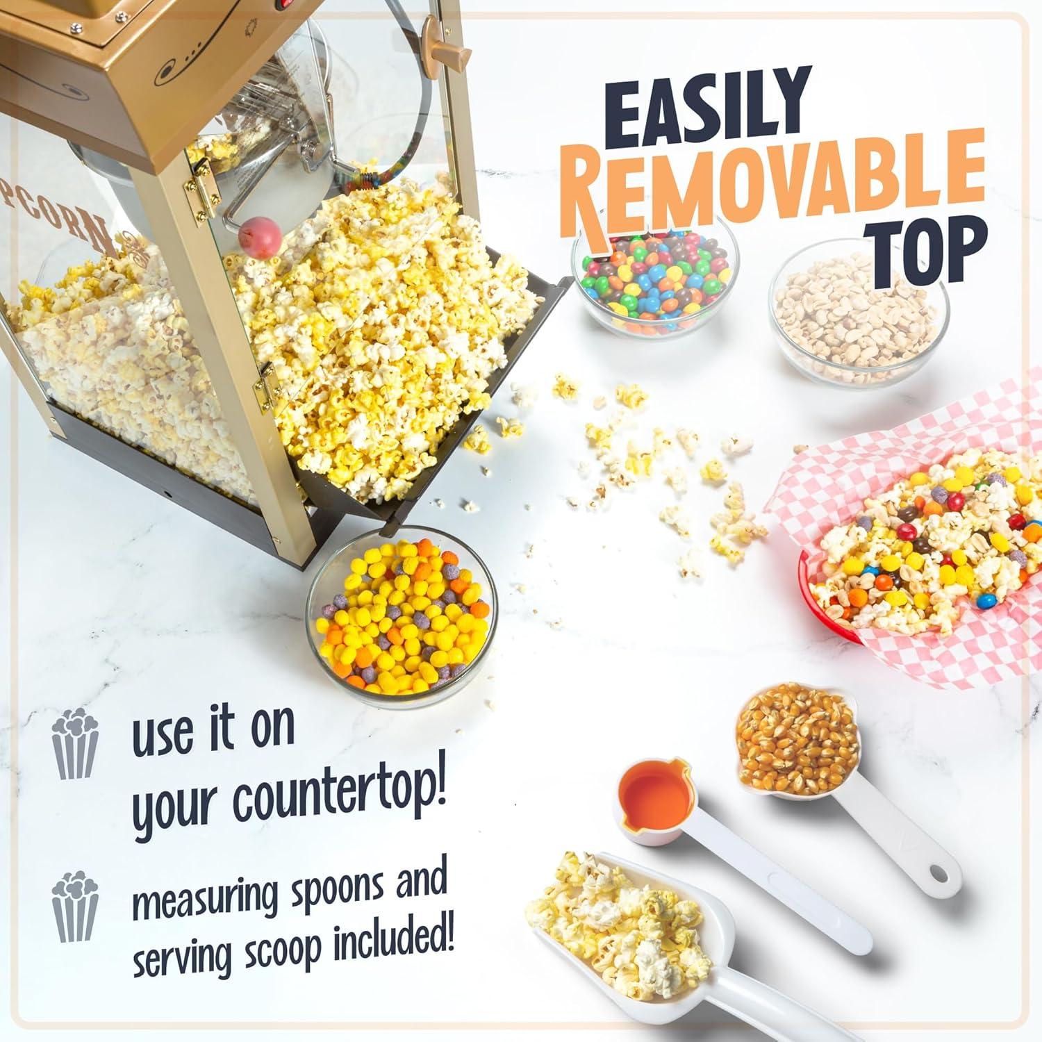 imageNostalgia Popcorn Maker Machine  Professional Cart With 8 Oz Kettle Makes Up to 32 Cups  Vintage Popcorn Machine Movie Theater Style  RedBlack Candy Cart